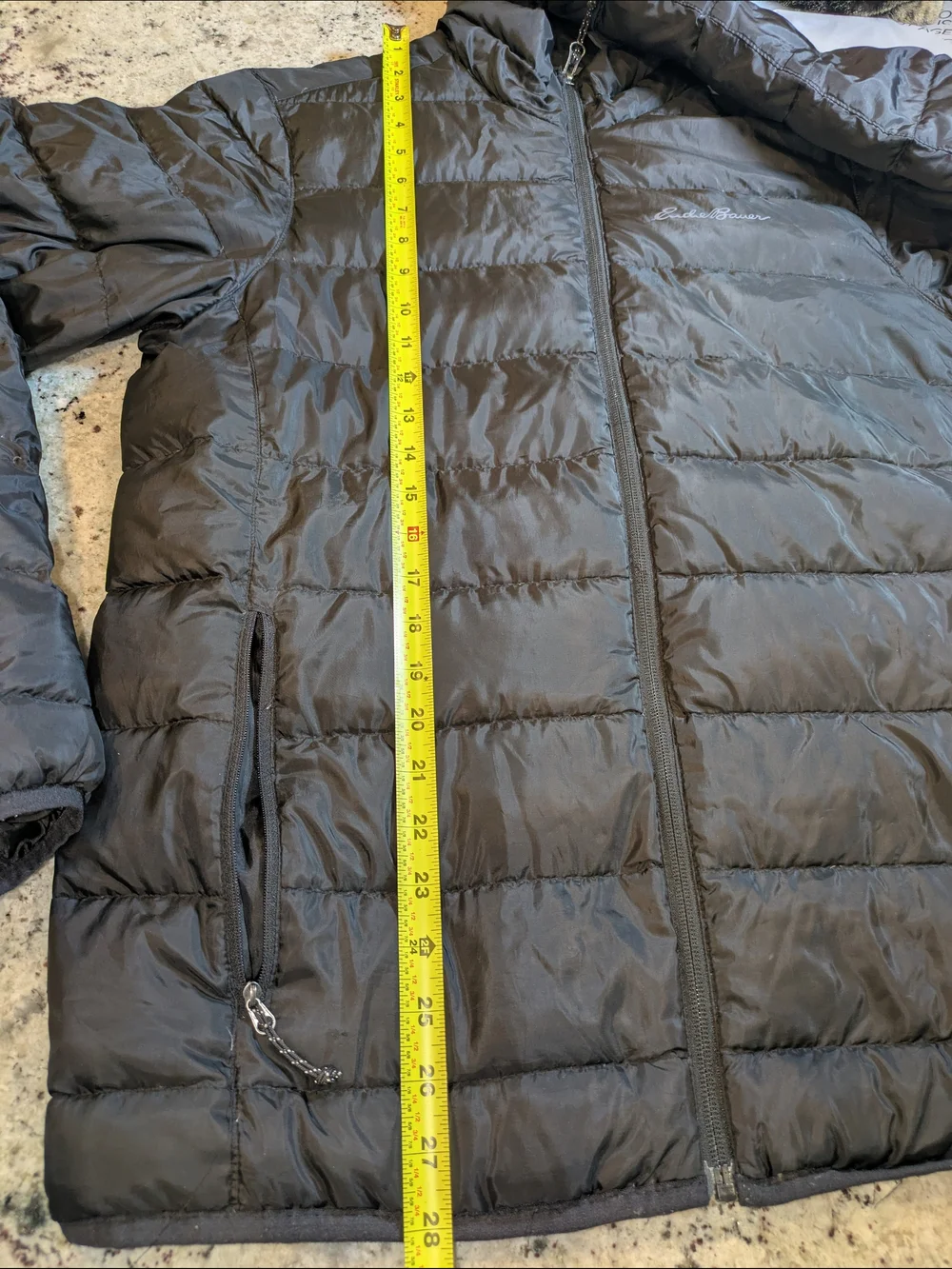 Eddie Bauer Microlight 650 Down Puffer Jacket Men's Small Black Packable